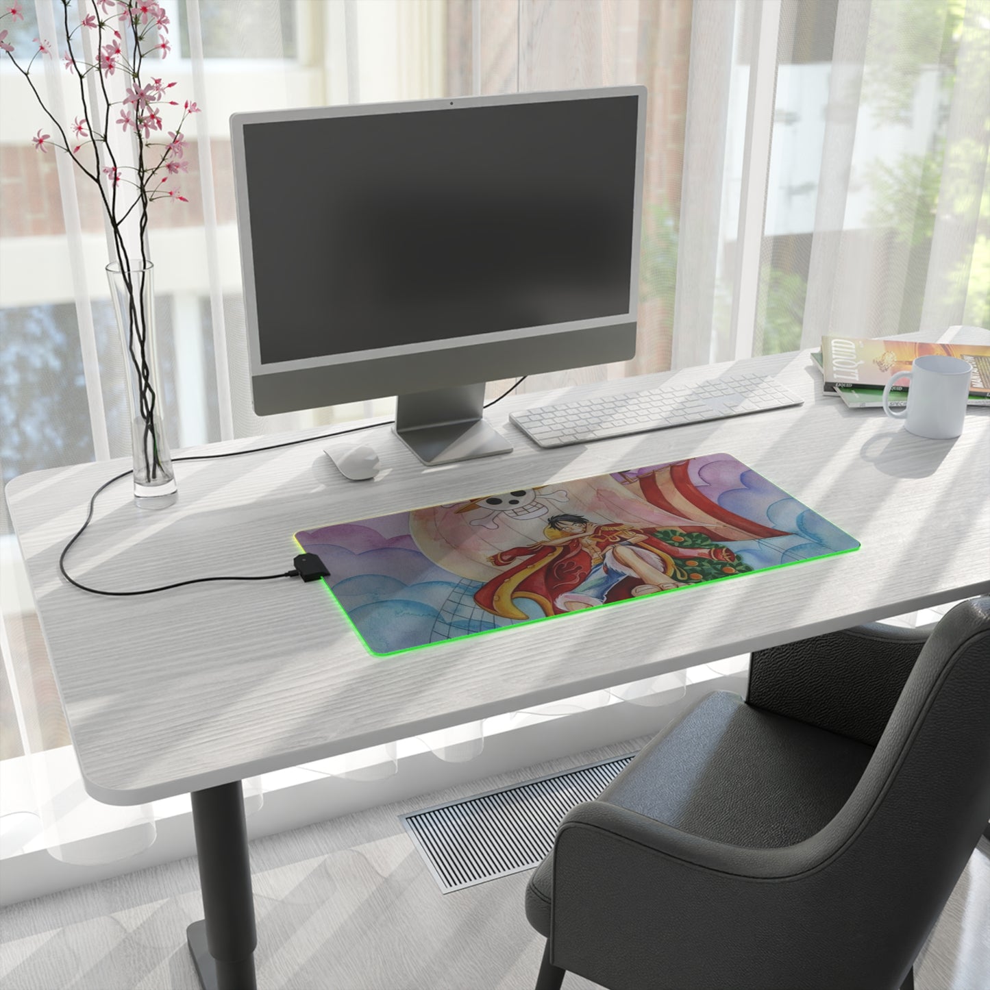 LED Gaming Mouse Pad with RGB Backlight, One Piece Luffy