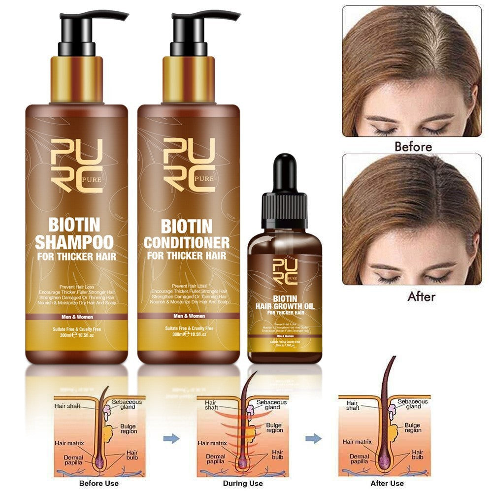 Ginger Biotin Three-piece Shampoo Conditioner Repair Dry And Frizz Essential Oil