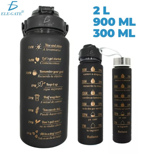 Trio Motivational Glass Triple Bottle Gym 3 Pieces