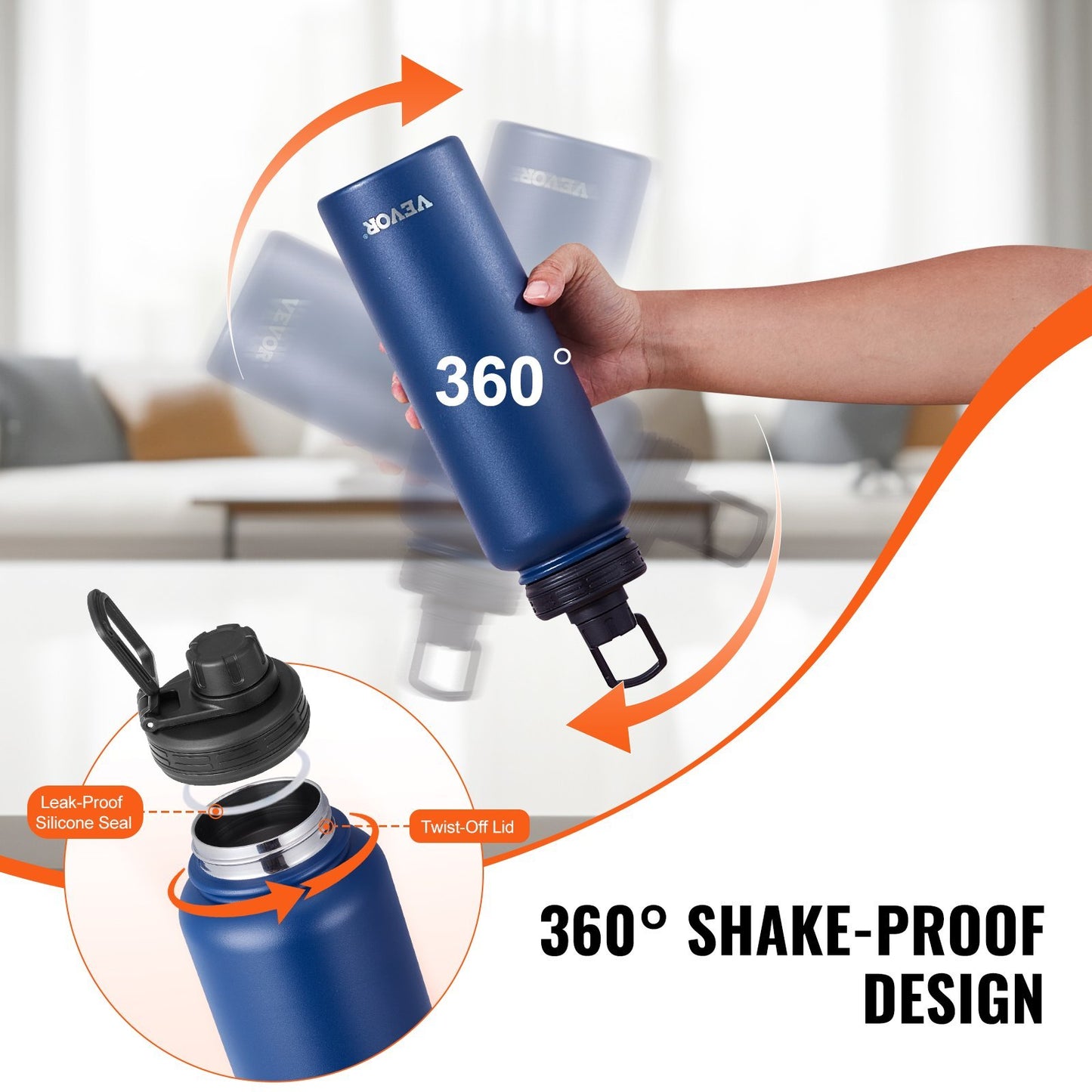 40 Oz Insulated Water Bottle Stainless Steel, Wide Mouth
