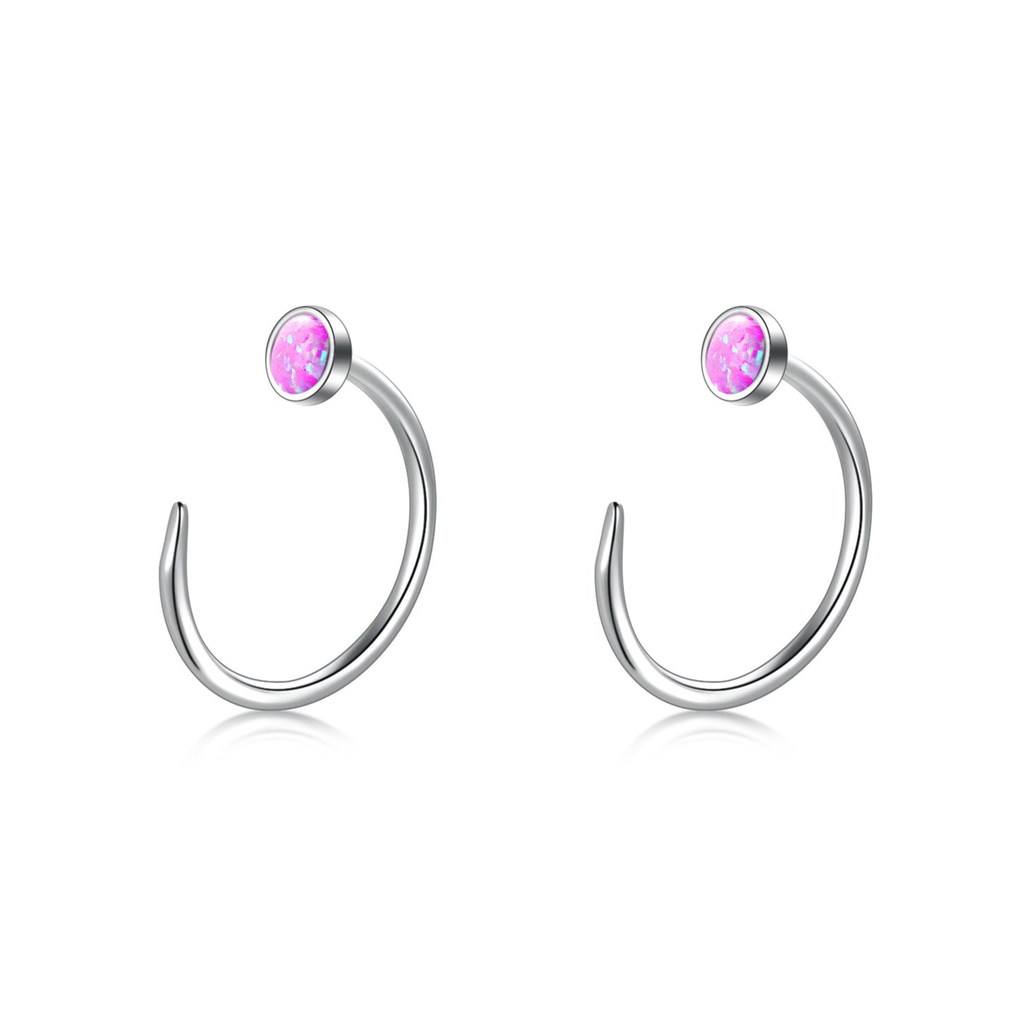 Ear Huggie Earrings Opal Half Cuff Earrings
