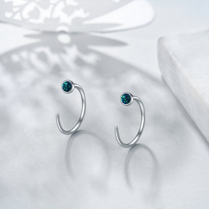Ear Huggie Earrings Opal Half Cuff Earrings