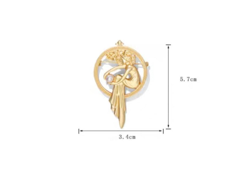 Vintage Goddess Baroque Style Brooch