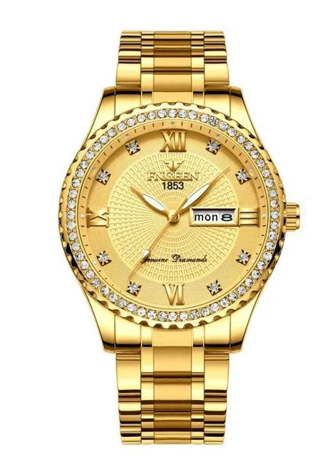 Waterproof Gold Watch Classic Stainless Steel Quartz Analog