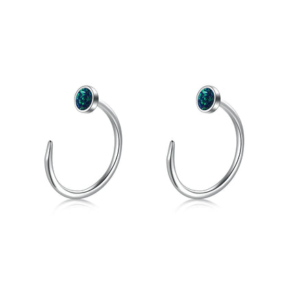 Ear Huggie Earrings Opal Half Cuff Earrings