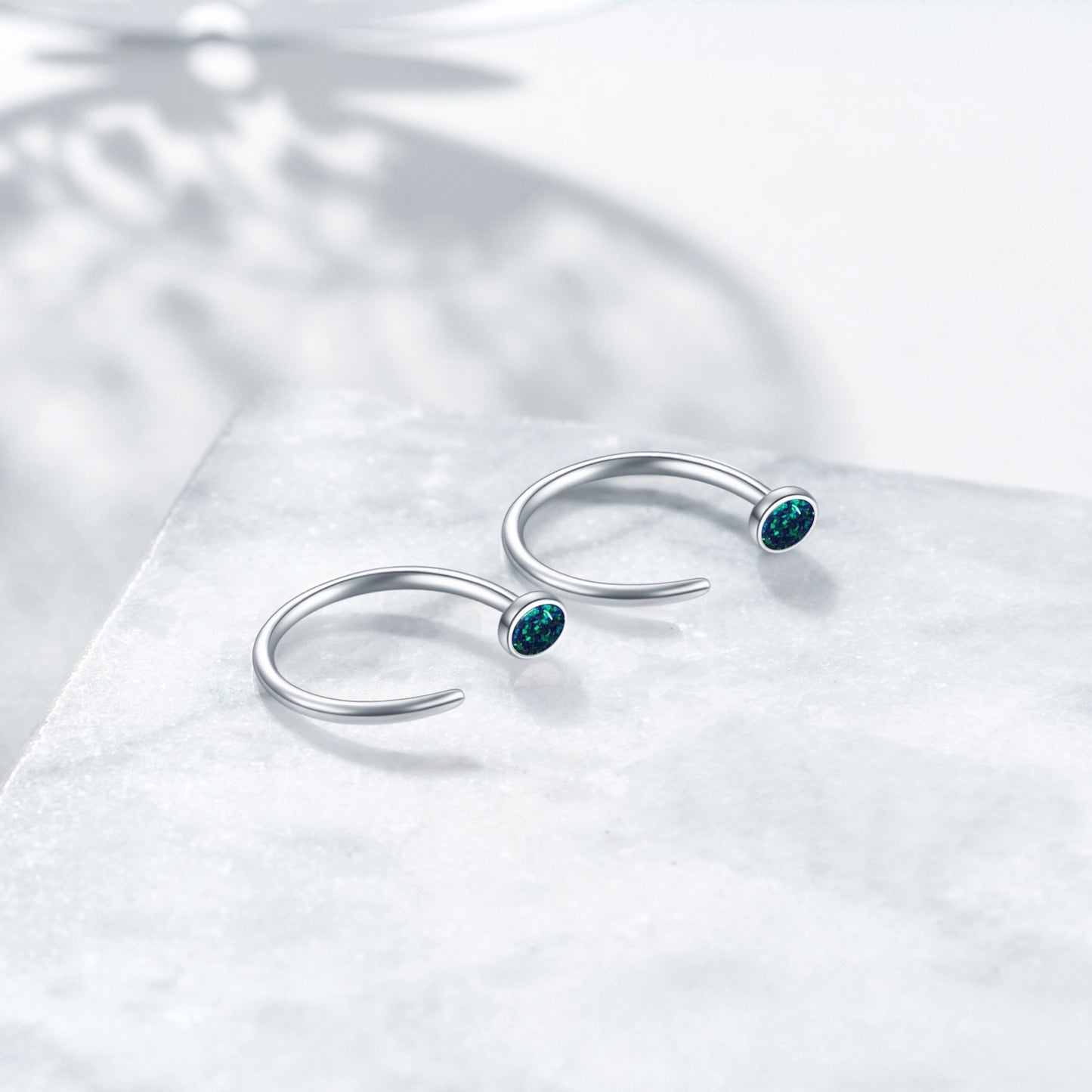Ear Huggie Earrings Opal Half Cuff Earrings