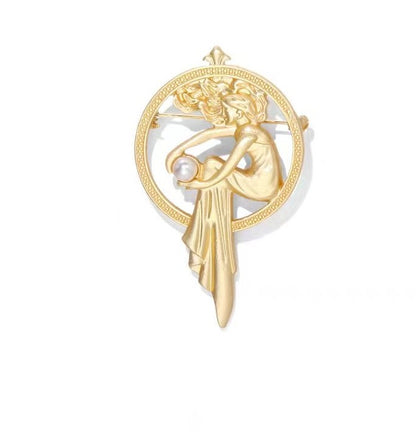 Vintage Goddess Baroque Style Brooch