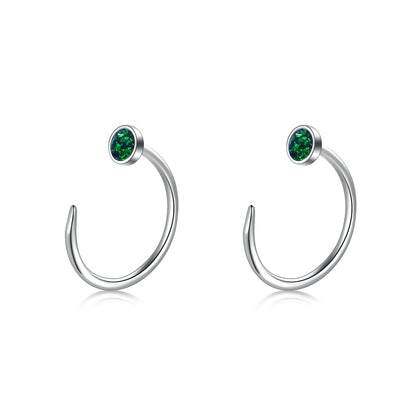 Ear Huggie Earrings Opal Half Cuff Earrings