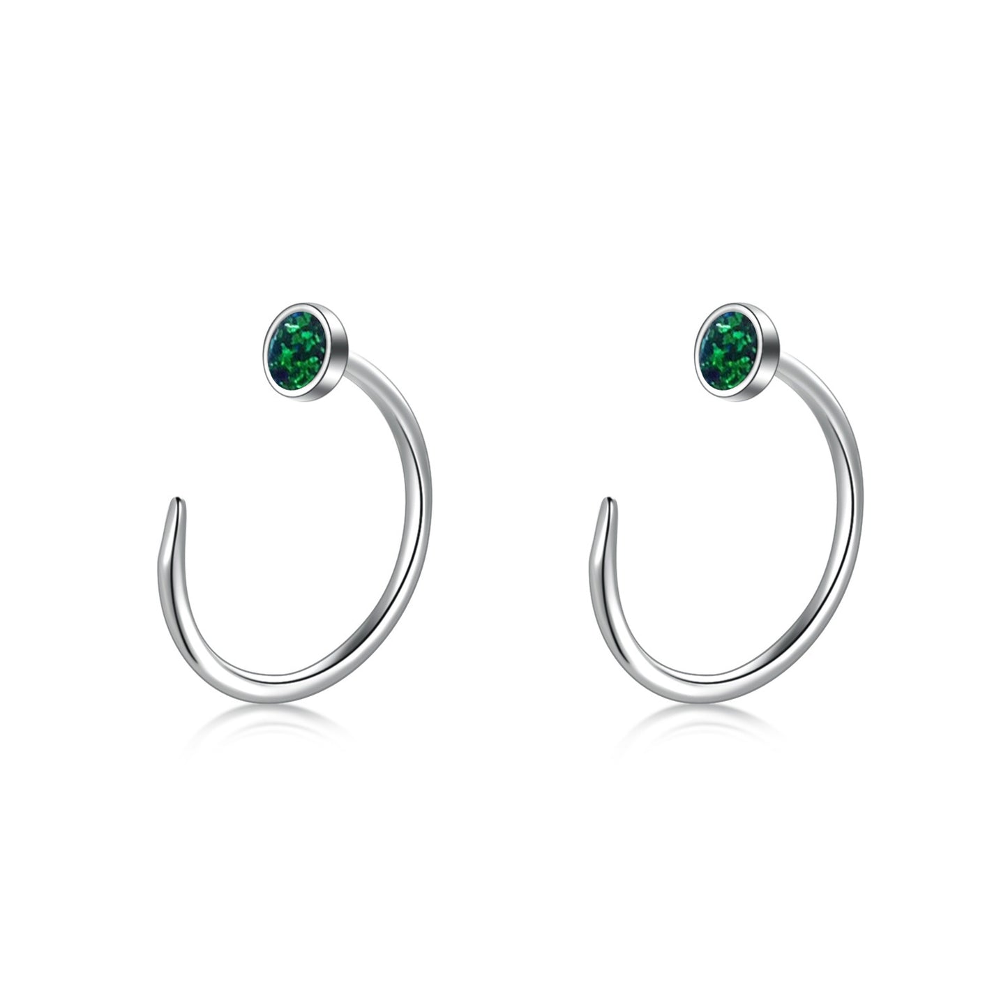 Ear Huggie Earrings Opal Half Cuff Earrings