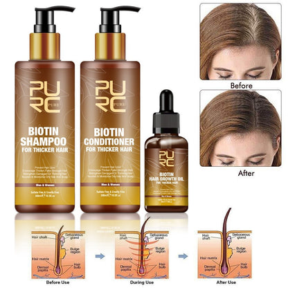 Ginger Biotin Three-piece Shampoo Conditioner Repair Dry And Frizz Essential Oil