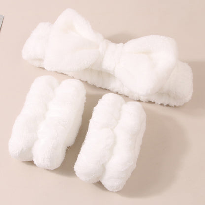 Facial Brush Keep Dry Three-piece Coral Fleece Absorbent Hair Band