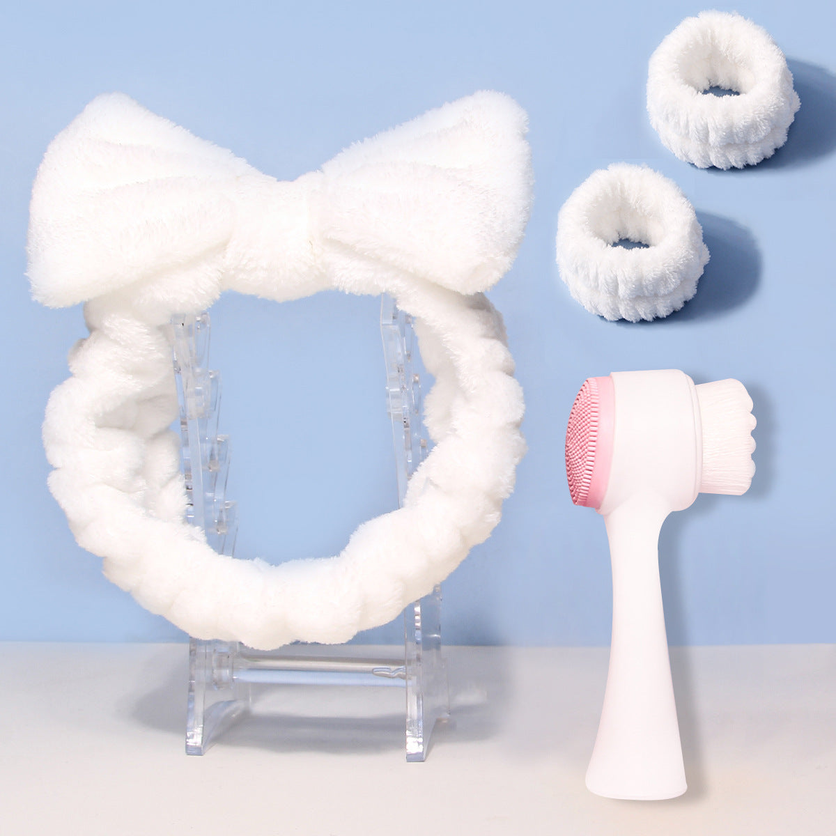Facial Brush Keep Dry Three-piece Coral Fleece Absorbent Hair Band