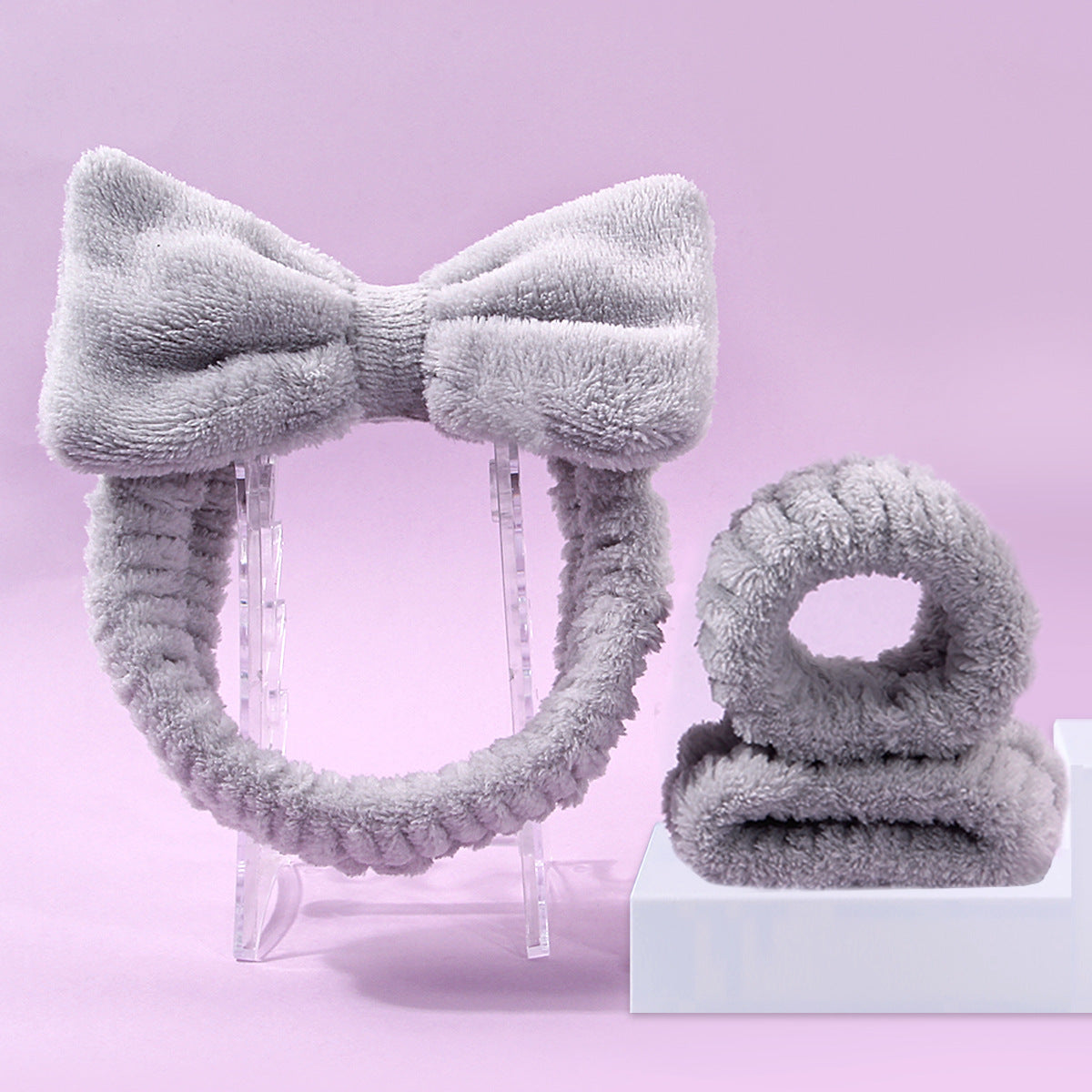Facial Brush Keep Dry Three-piece Coral Fleece Absorbent Hair Band