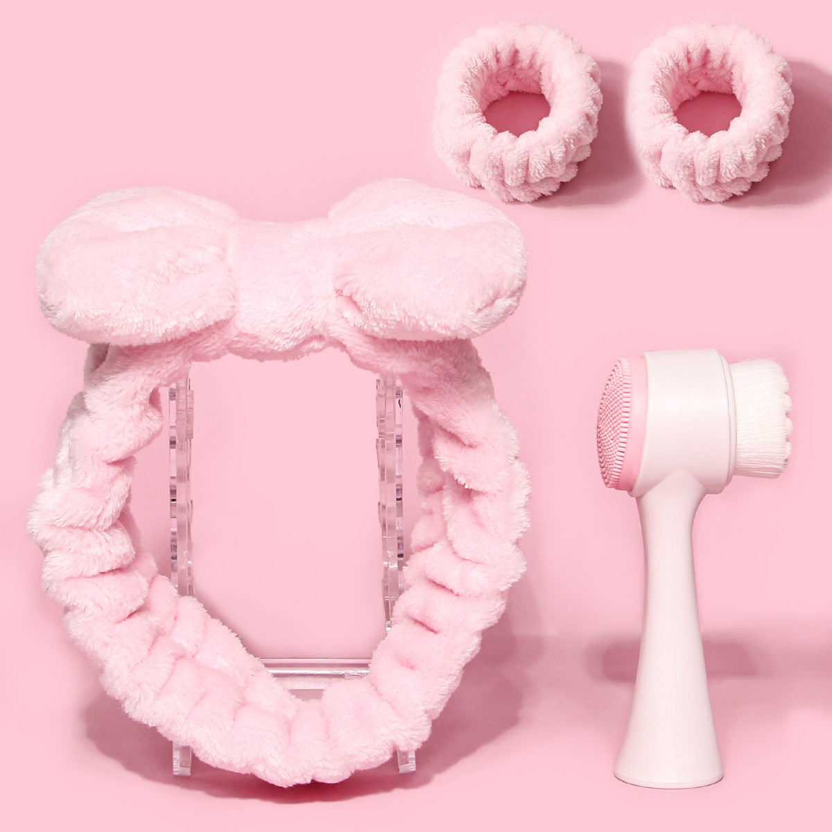 Facial Brush Keep Dry Three-piece Coral Fleece Absorbent Hair Band