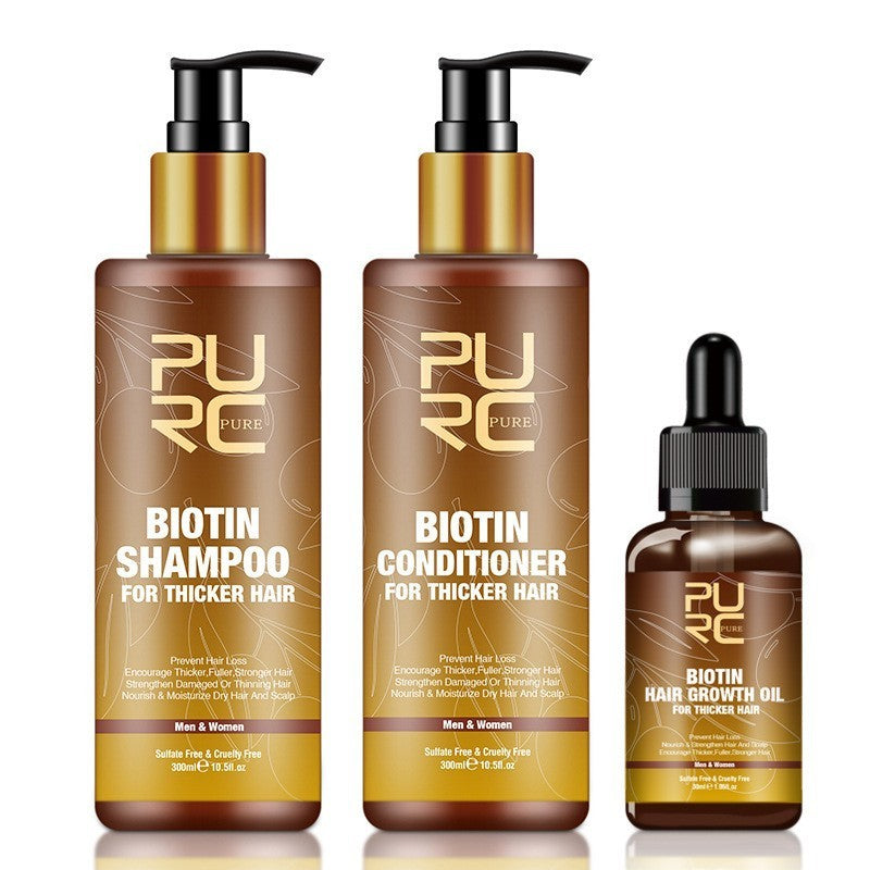 Ginger Biotin Three-piece Shampoo Conditioner Repair Dry And Frizz Essential Oil