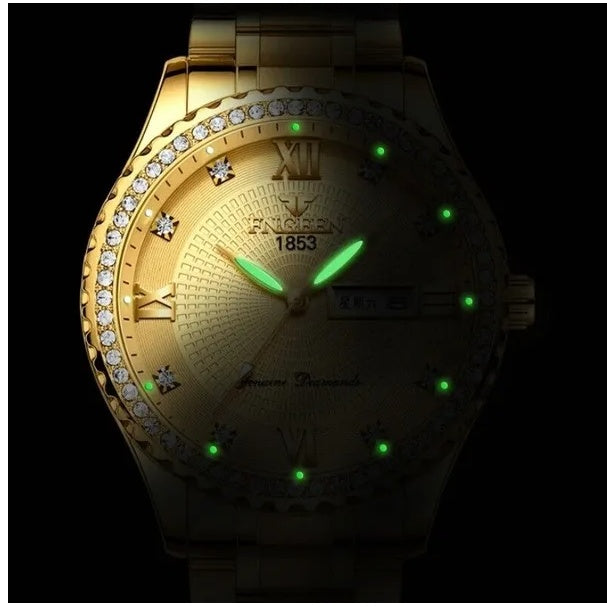Waterproof Gold Watch Classic Stainless Steel Quartz Analog