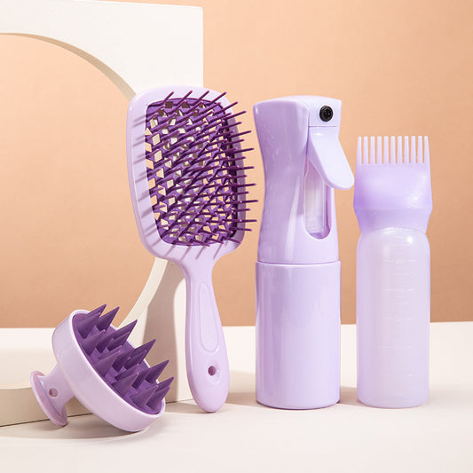 High Pressure Spray Bottle, Cleaning Silicone Shampoo Brush, Hollow Comb, Hair Care Set