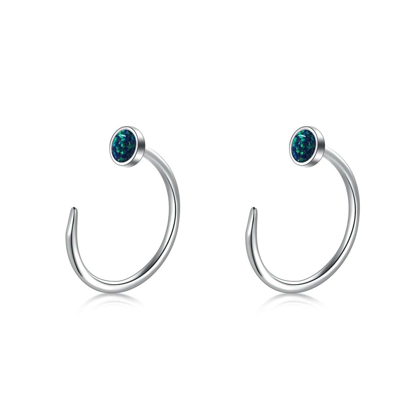 Ear Huggie Earrings Opal Half Cuff Earrings
