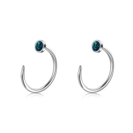 Ear Huggie Earrings Opal Half Cuff Earrings