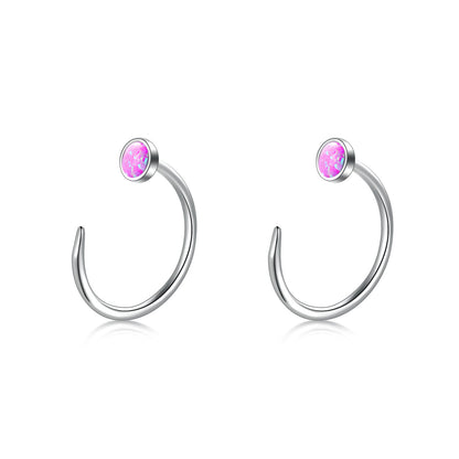 Ear Huggie Earrings Opal Half Cuff Earrings