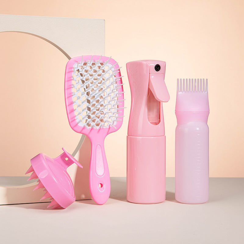 High Pressure Spray Bottle, Cleaning Silicone Shampoo Brush, Hollow Comb, Hair Care Set