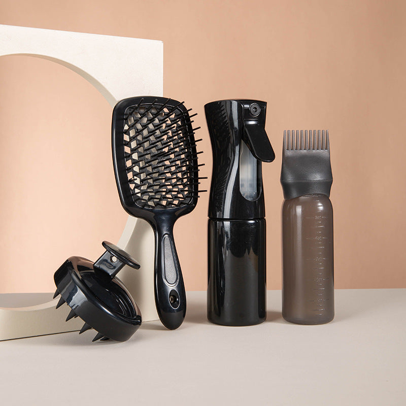 High Pressure Spray Bottle, Cleaning Silicone Shampoo Brush, Hollow Comb, Hair Care Set